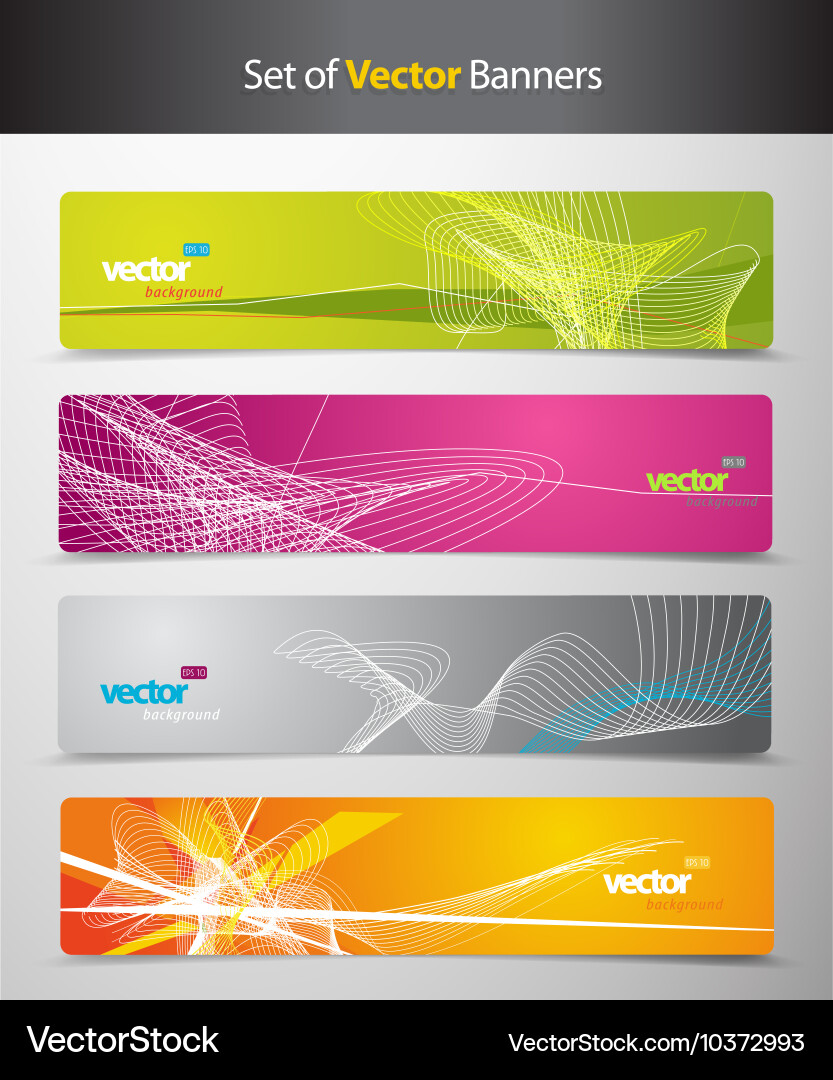 Set of abstract colorful headers with lines vector image
