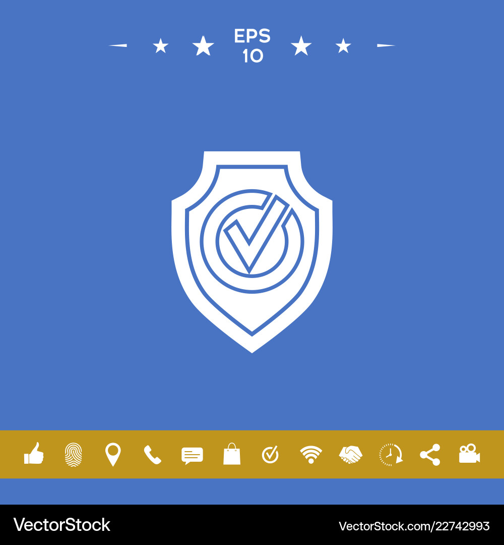 Shield with check mark icon Vector Image