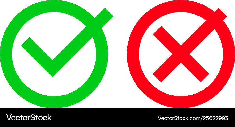 Tick and red checkmark icons for checkbox symbols Tick and red checkmark icons for checkbox symbols vector image