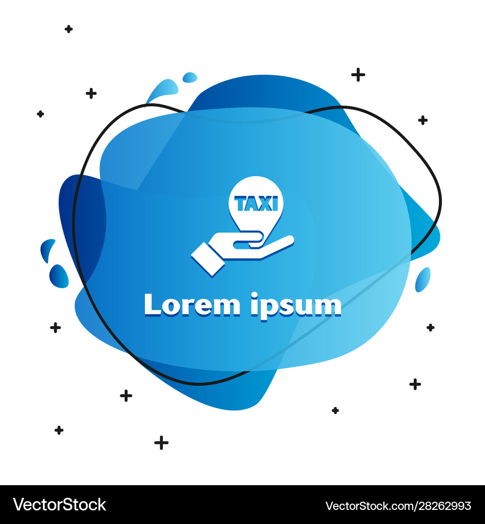 White hand on map pointer with taxi icon isolated White hand on map pointer with taxi icon isolated vector image