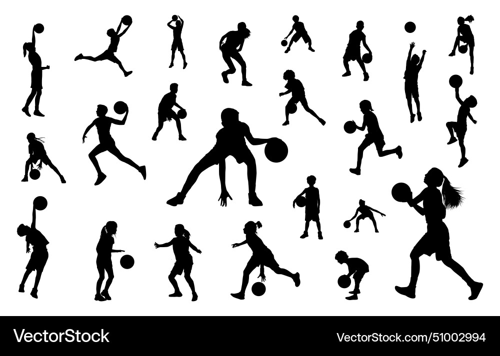 Basketball Players Silhouettes Vector Image