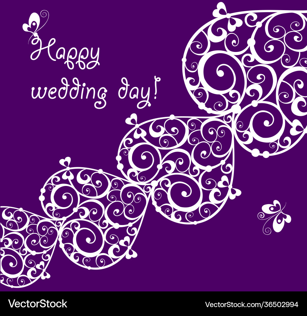Beautiful wedding lacy design on violet background Beautiful wedding lacy design on violet background vector image
