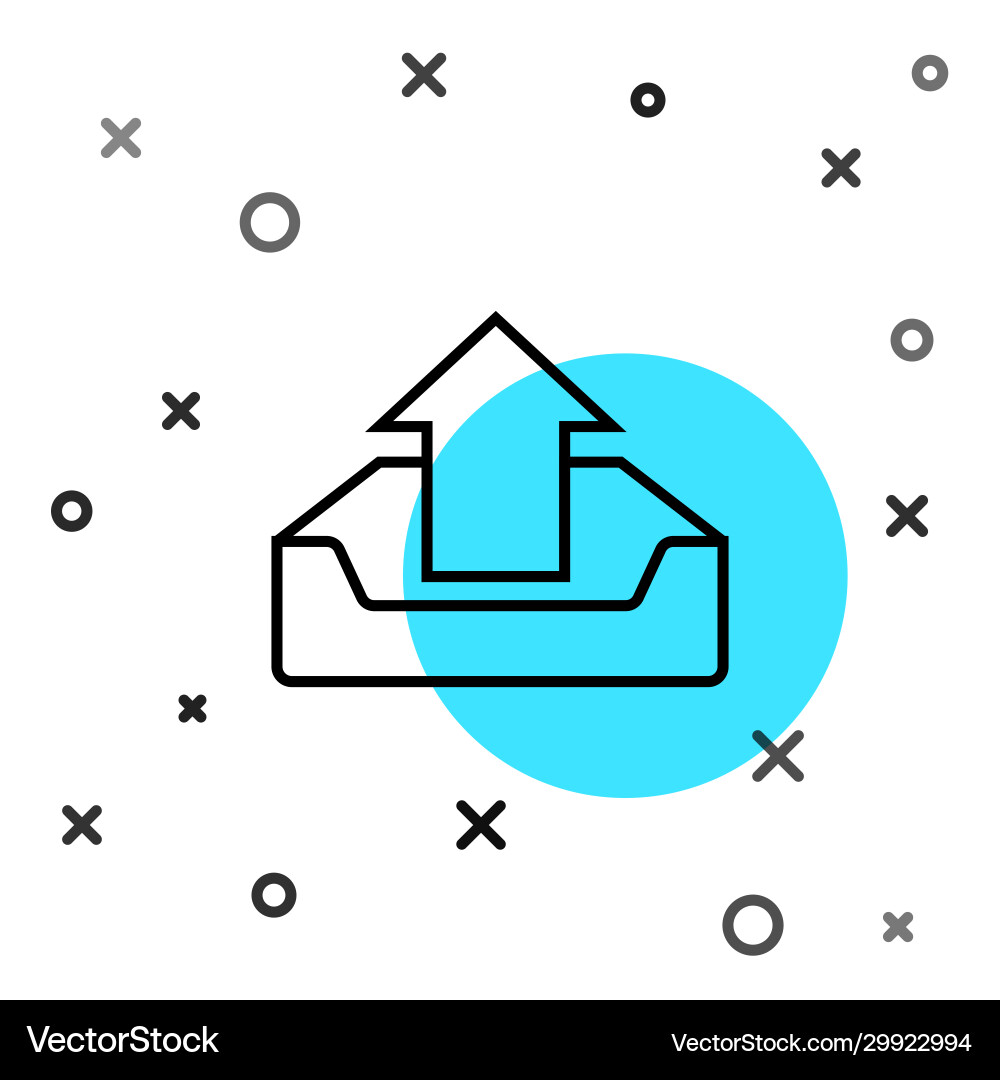 Black line upload inbox icon isolated on white vector image