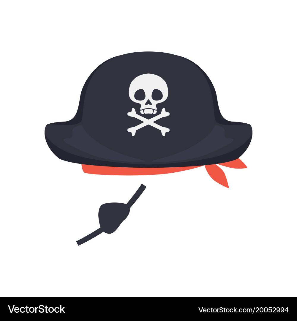 Black pirate hat with skull and eye patch Vector Image