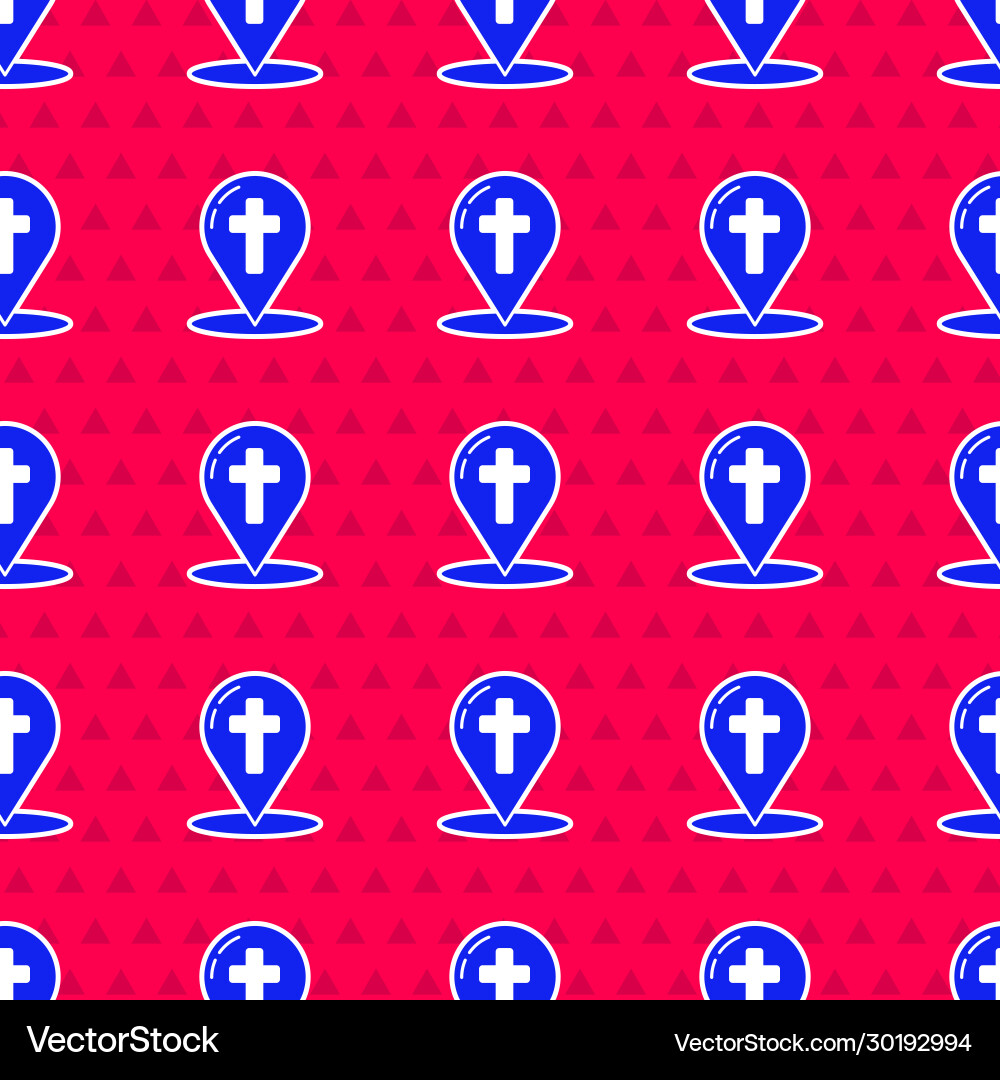 Blue map pointer with christian cross icon Blue map pointer with christian cross icon vector image