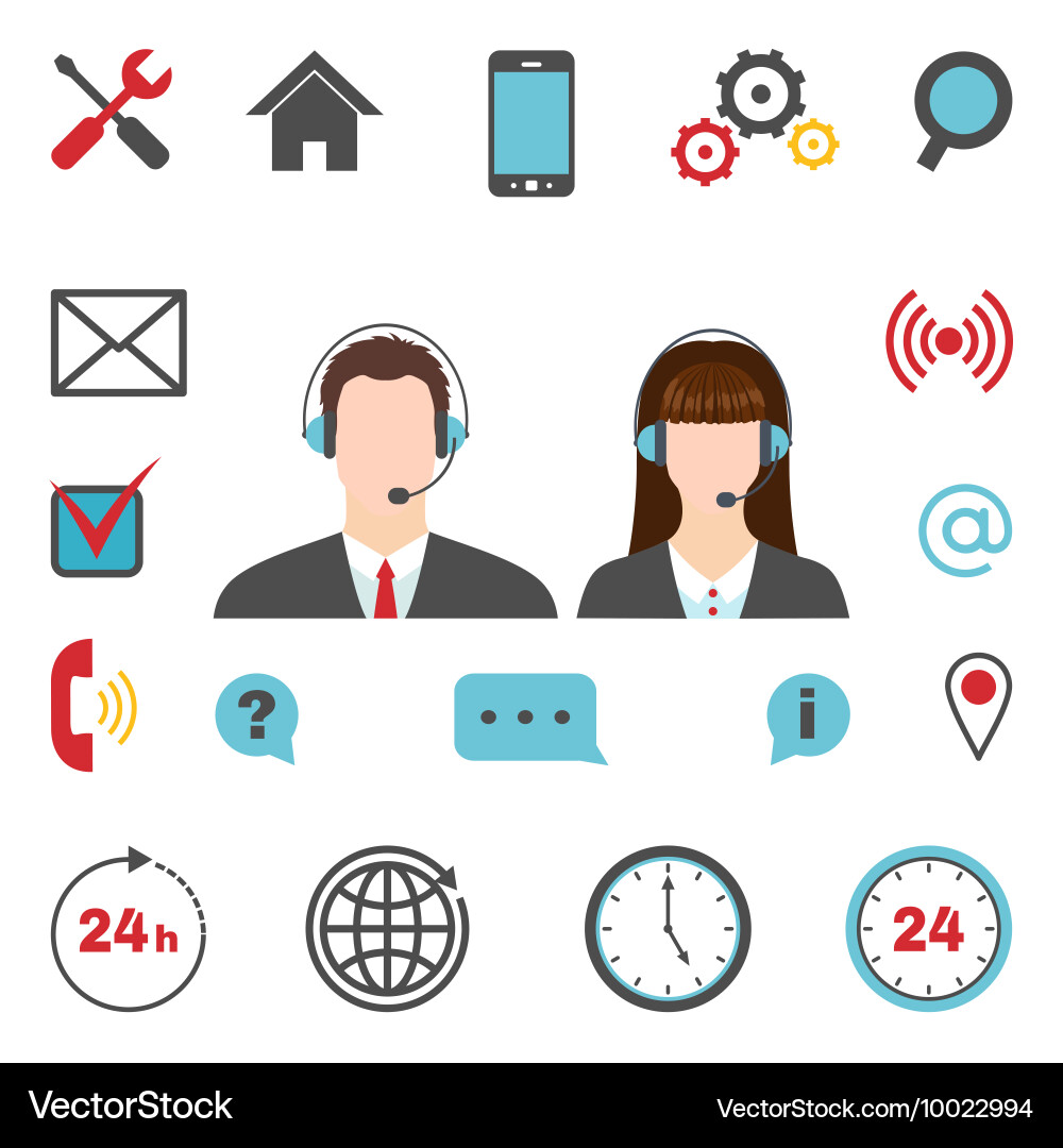 Call center icons set Vector Image