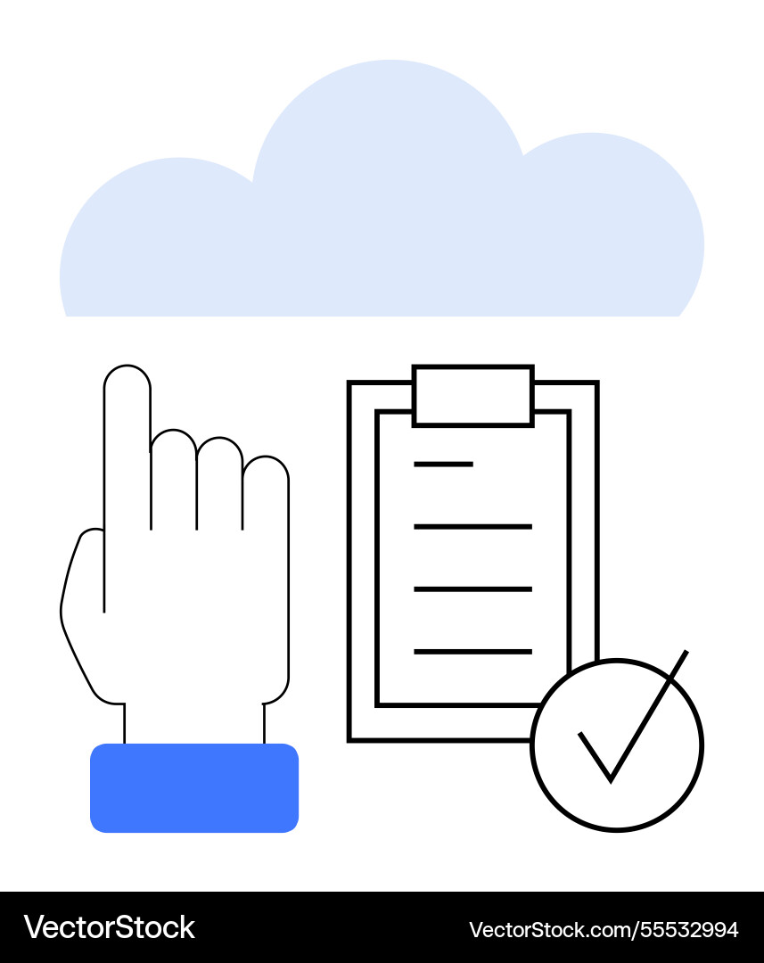 Cloud access with checklist approval and finger Cloud access with checklist approval and finger vector image