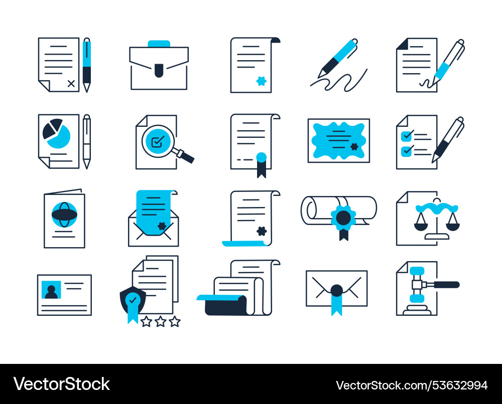 Contract line icon set collection Contract line icon set collection vector image