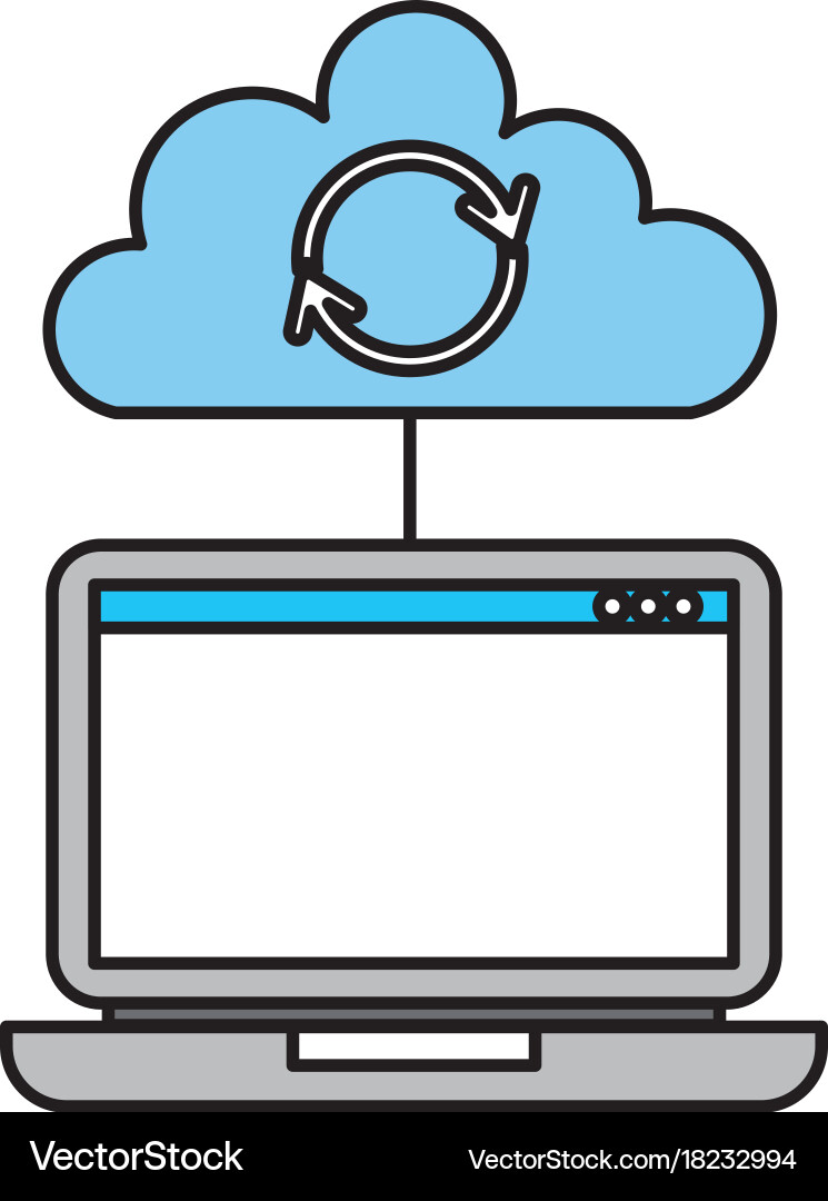 Laptop cloud computing refresh data storage vector image