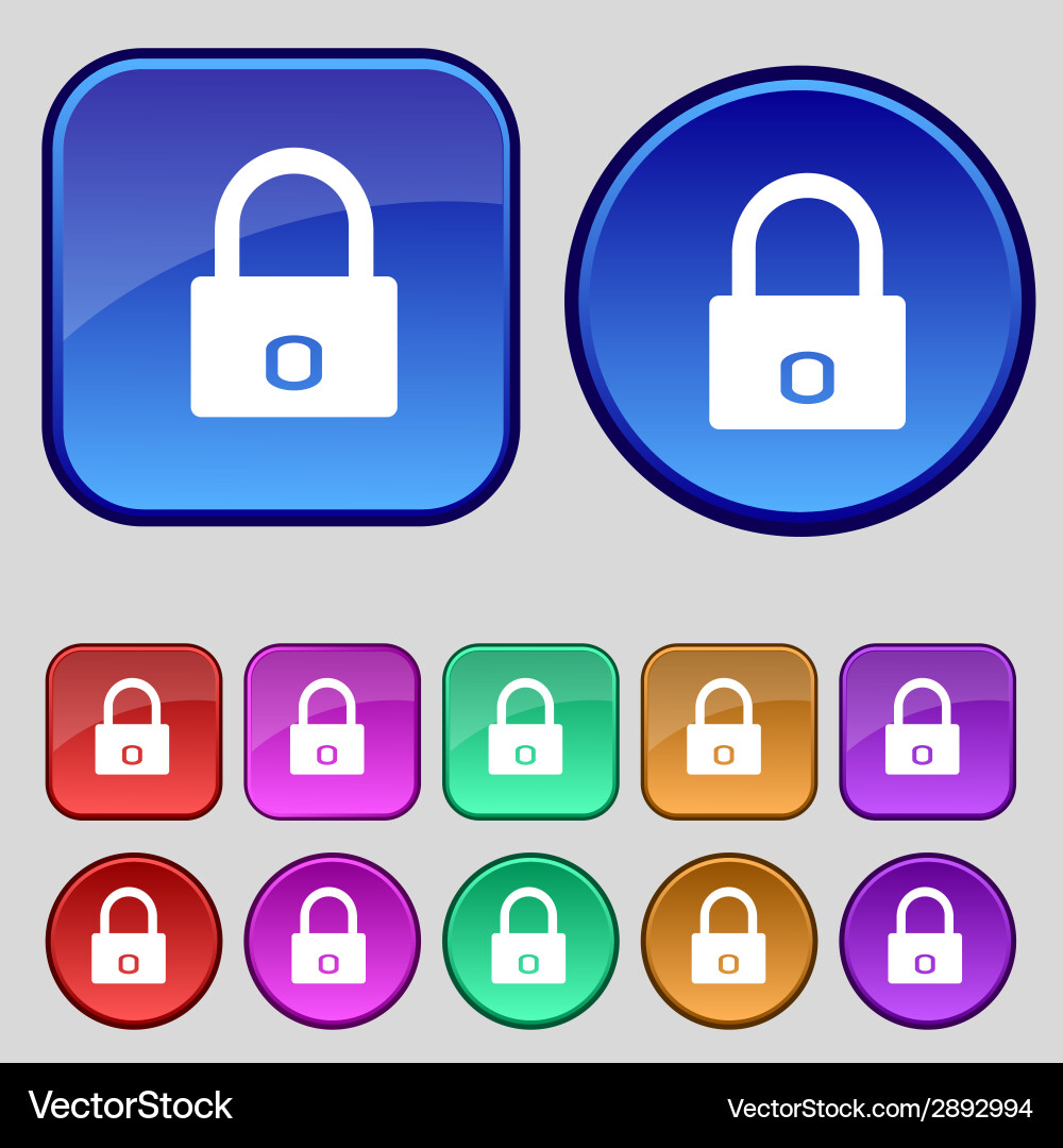 Lock sign icon locker symbol set color buttons vector image