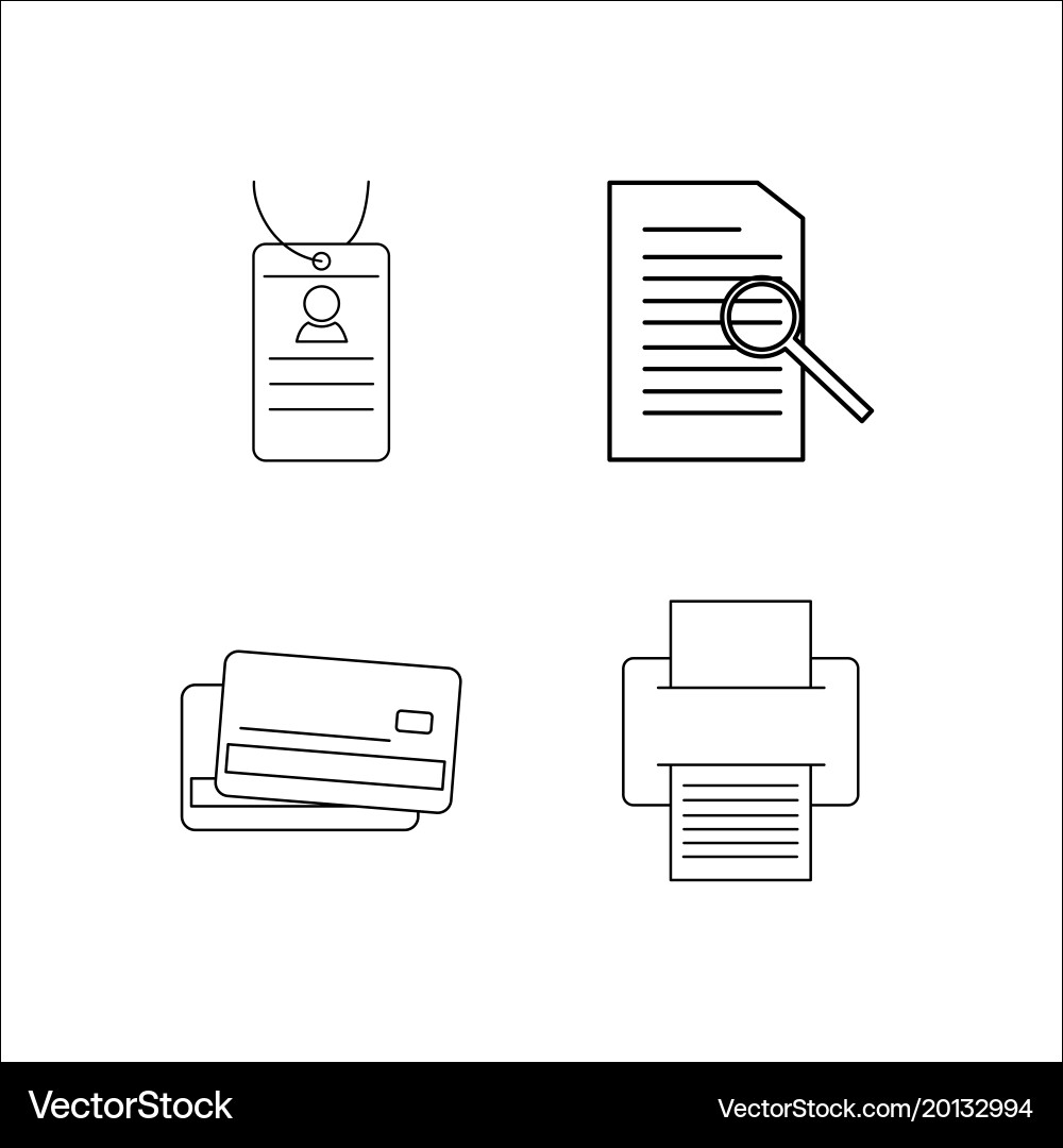 Office simple linear icon setsimple outline icons Vector Image