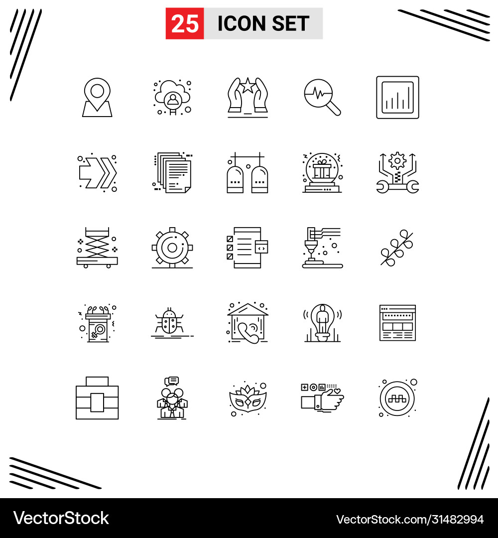 Pictograph set 25 simple lines analytics vector image