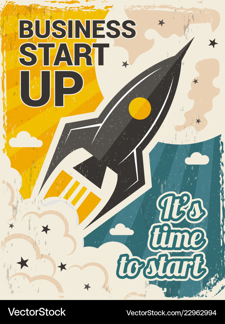 Retro Startup Launch Concept Royalty Free Vector Image