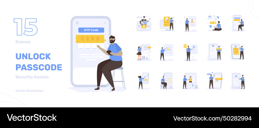 Security access unlock passcode set Security access unlock passcode set vector image