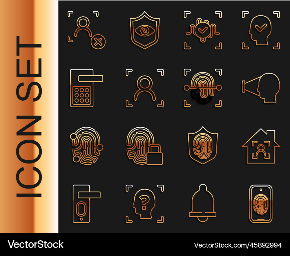 Set line mobile with fingerprint scan smart home Set line mobile with fingerprint scan smart home vector image