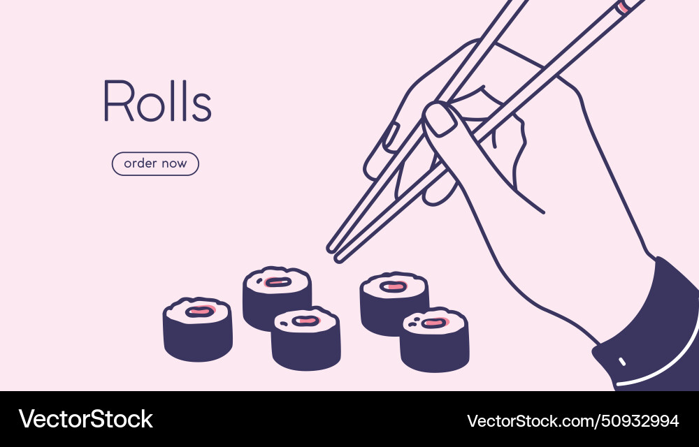 Sushi rolls order website template web-page Sushi rolls order website template web-page Vector Image