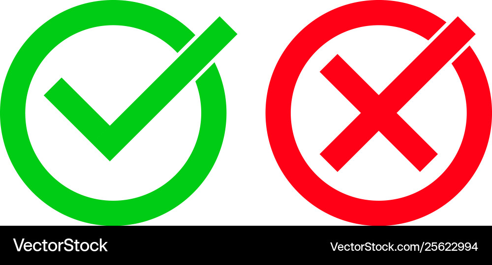Tick and red checkmark icons for checkbox symbols Tick and red checkmark icons for checkbox symbols vector image