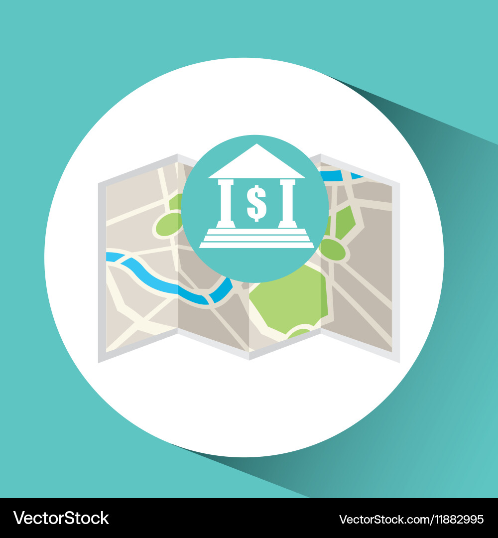 Bank buiding map pin pointer design vector image