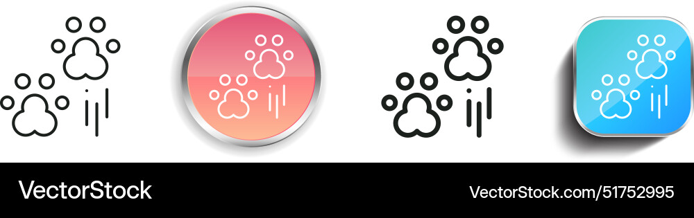 Bear paw icon thin linear regular and button vector image