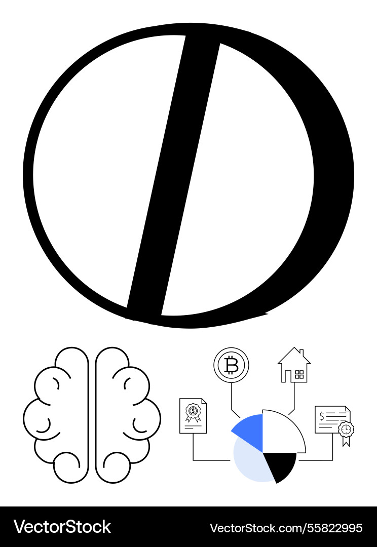 Contrasting circular design with brain bitcoin Contrasting circular design with brain bitcoin vector image