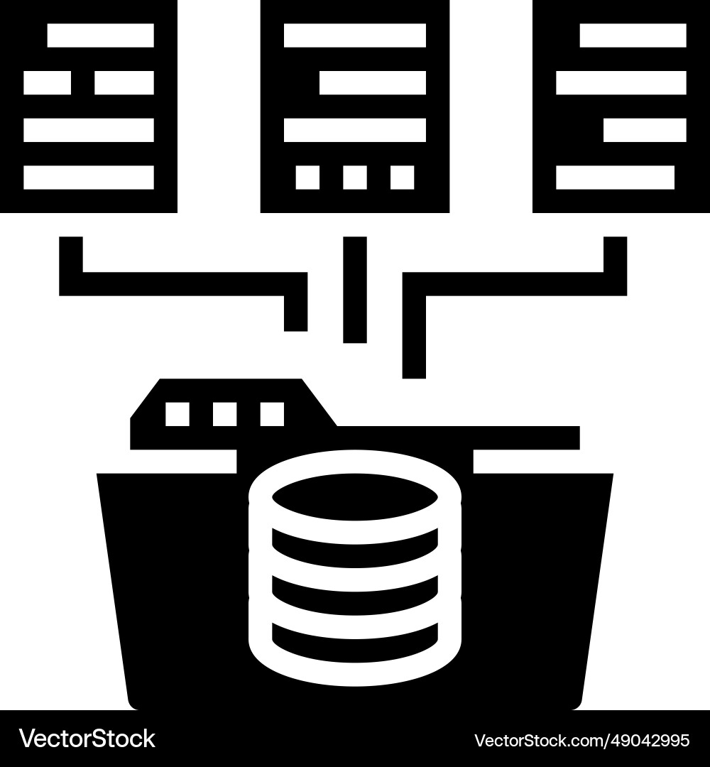 Data integration database glyph icon Data integration database glyph icon vector image
