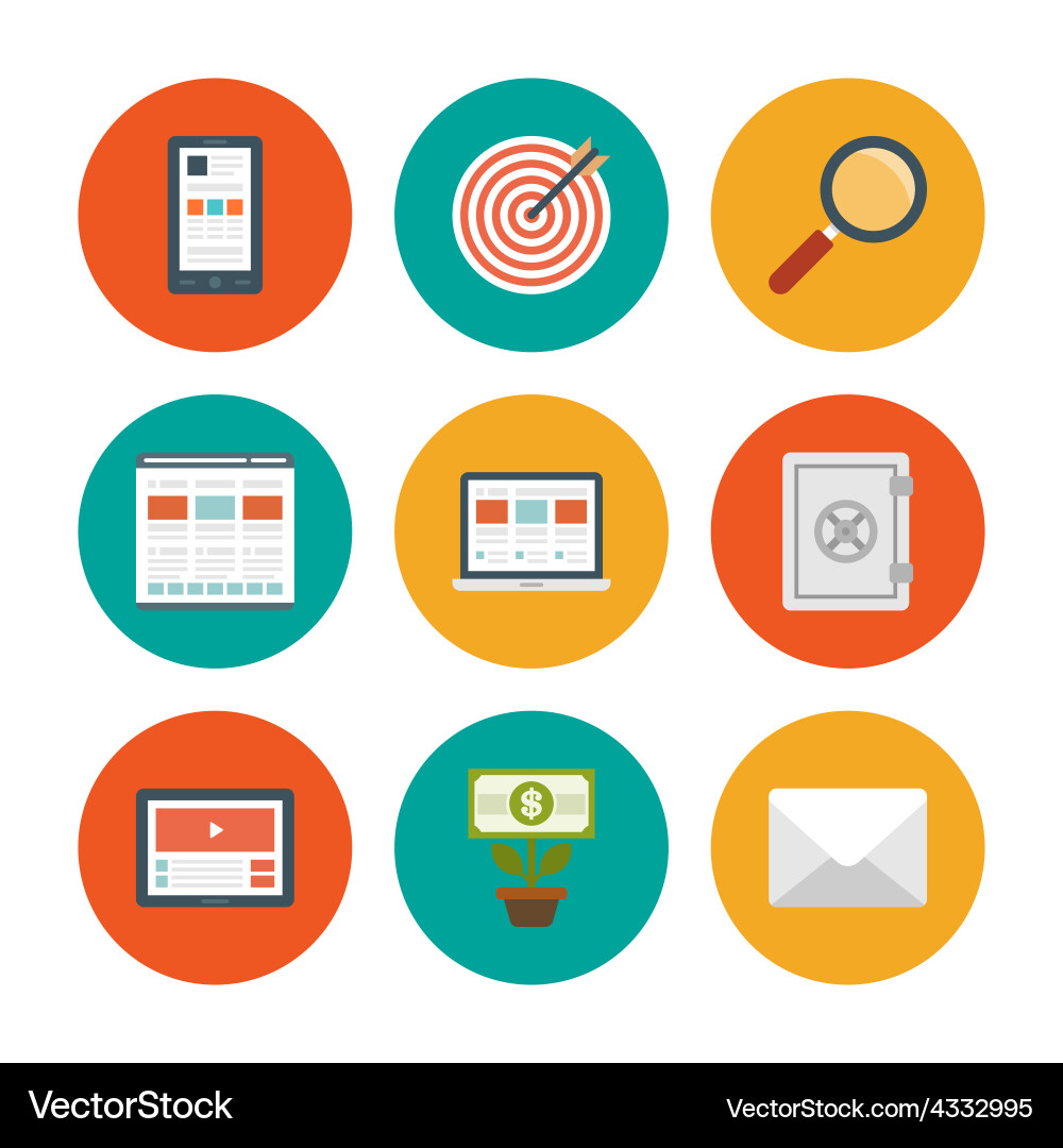 Flat design icons symbols for website vector image