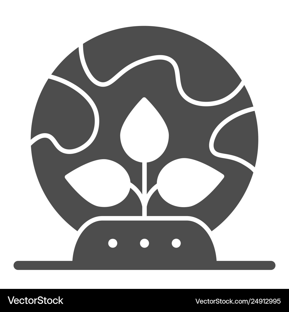 Globe with sprout solid icon planet and leaf Globe with sprout solid icon planet and leaf vector image