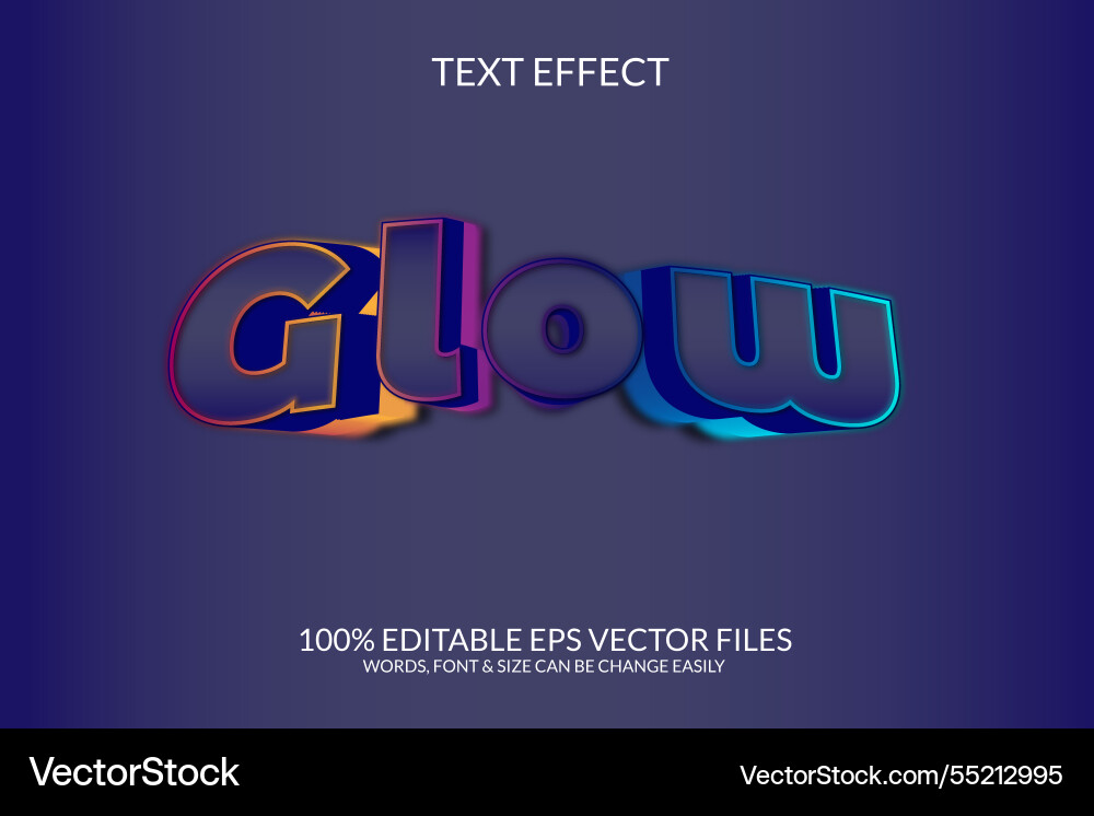 Glow text effect design vector image