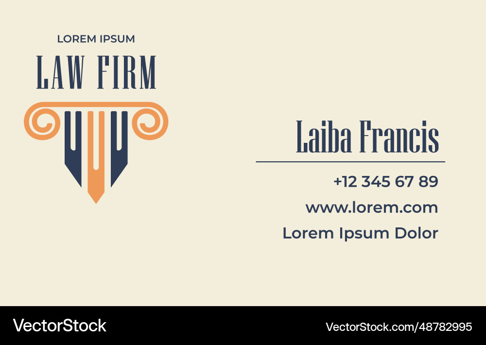 Law firm business visiting card with information Law firm business visiting card with information vector image