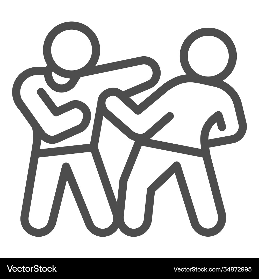 Man defending herself from bandit line icon self Vector Image