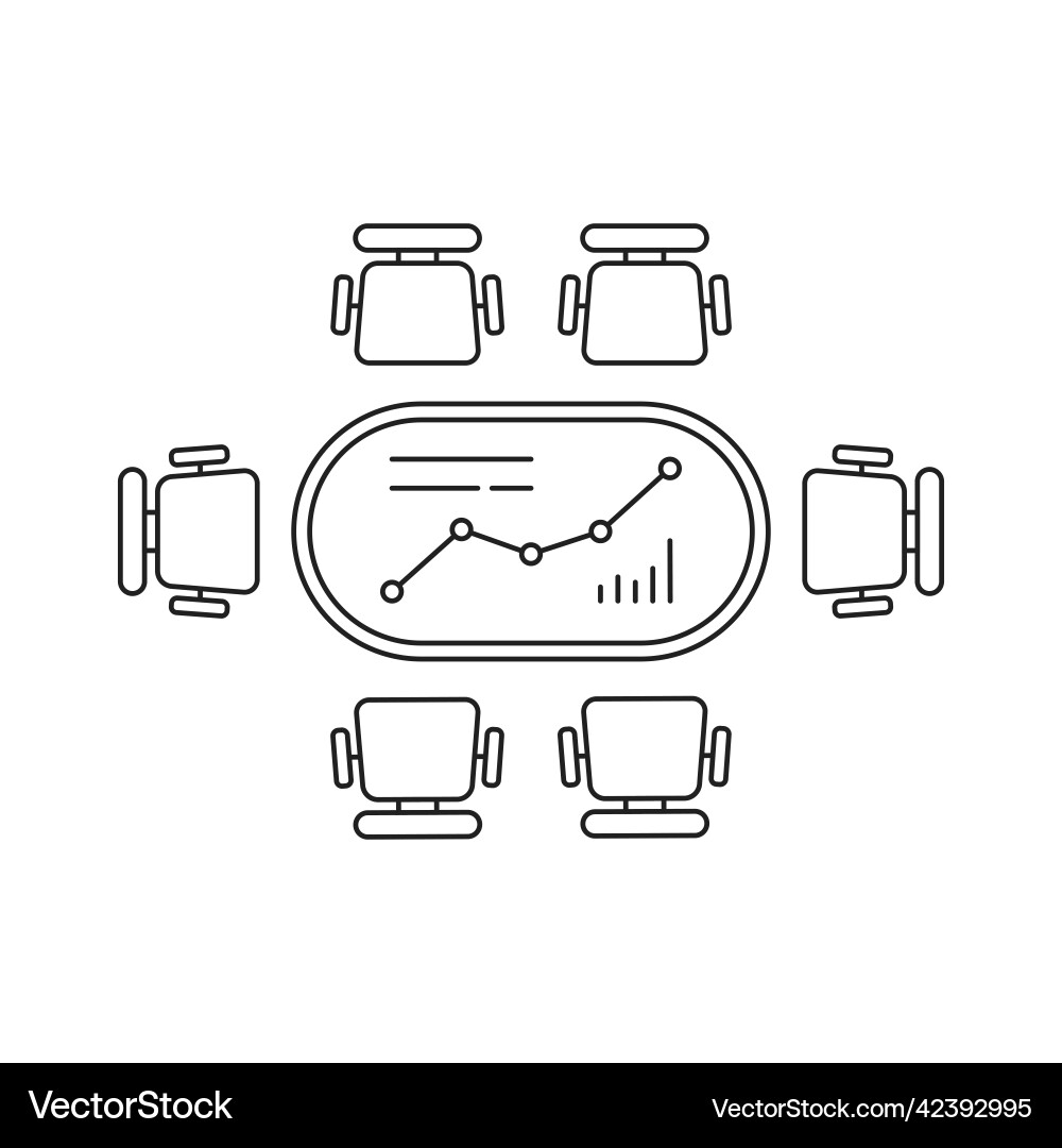 Meeting room with graph on thin line table Meeting room with graph on thin line table vector image