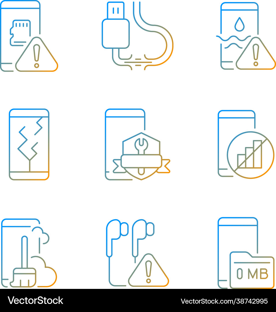 Mobile phone technical issues gradient linear Mobile phone technical issues gradient linear vector image