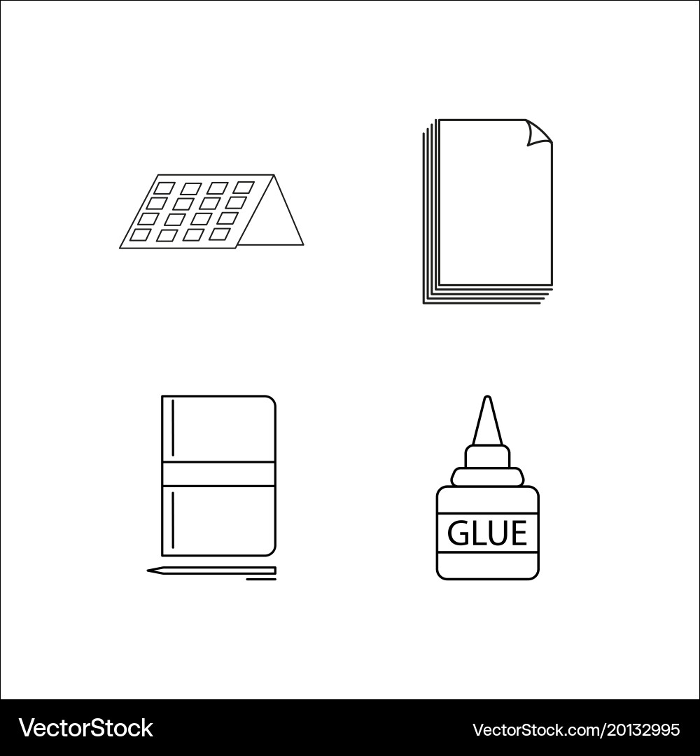 Office simple linear icon setsimple outline icons vector image