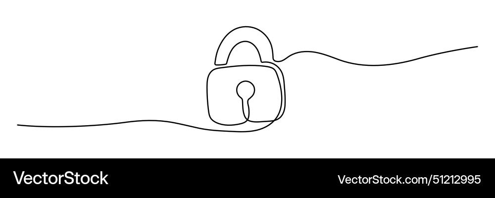 Padlock shape drawing by continuous line thin Padlock shape drawing by continuous line thin vector image