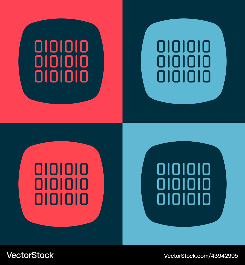 Pop art binary code icon isolated on color Pop art binary code icon isolated on color vector image