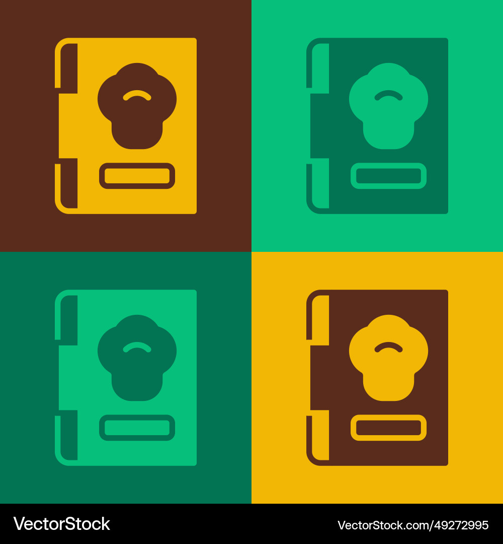 Pop art cookbook icon isolated on color Vector Image