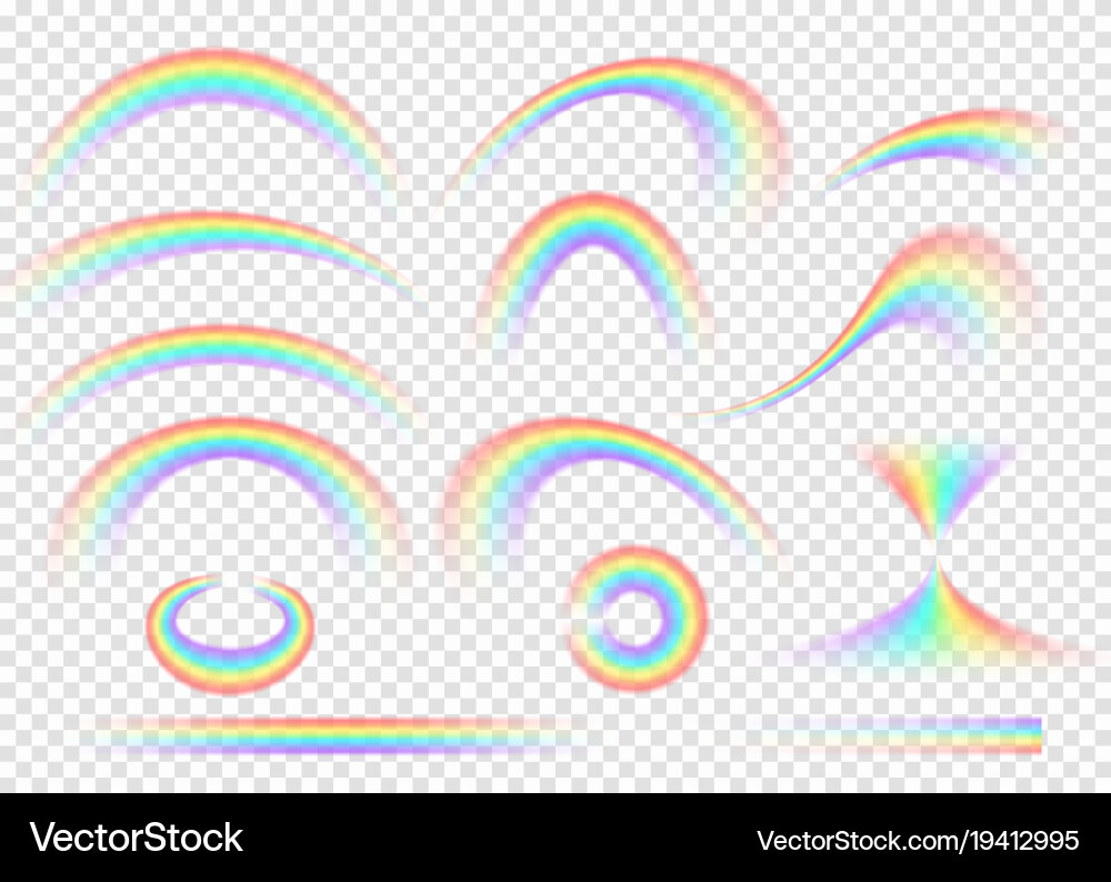 Rainbow set isolated on transparent background vector image