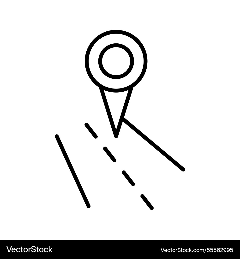 Road with a location pointer indicating route vector image