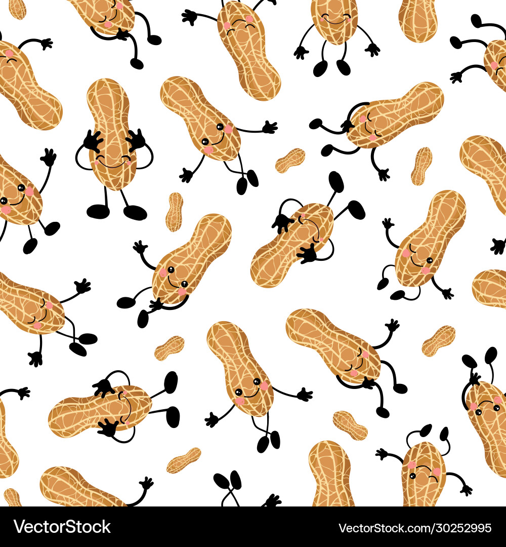 Seamless peanuts on a light background nuts Seamless peanuts on a light background nuts Vector Image