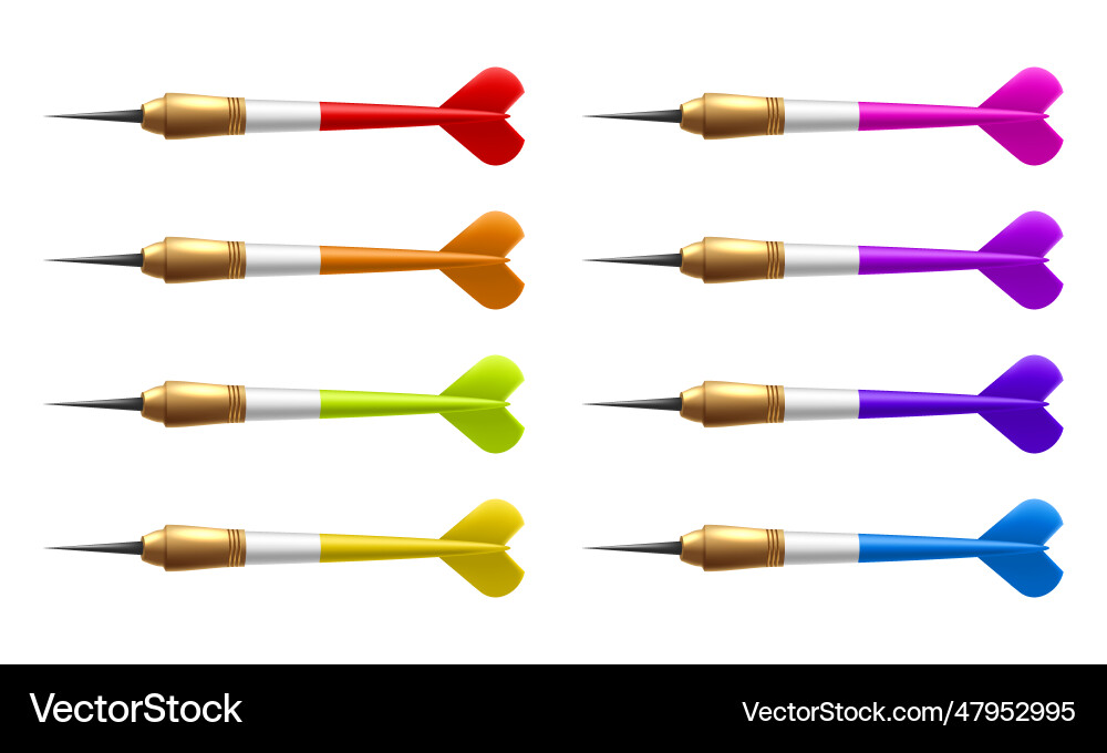 Set of realistic isolated dart arrow Vector Image
