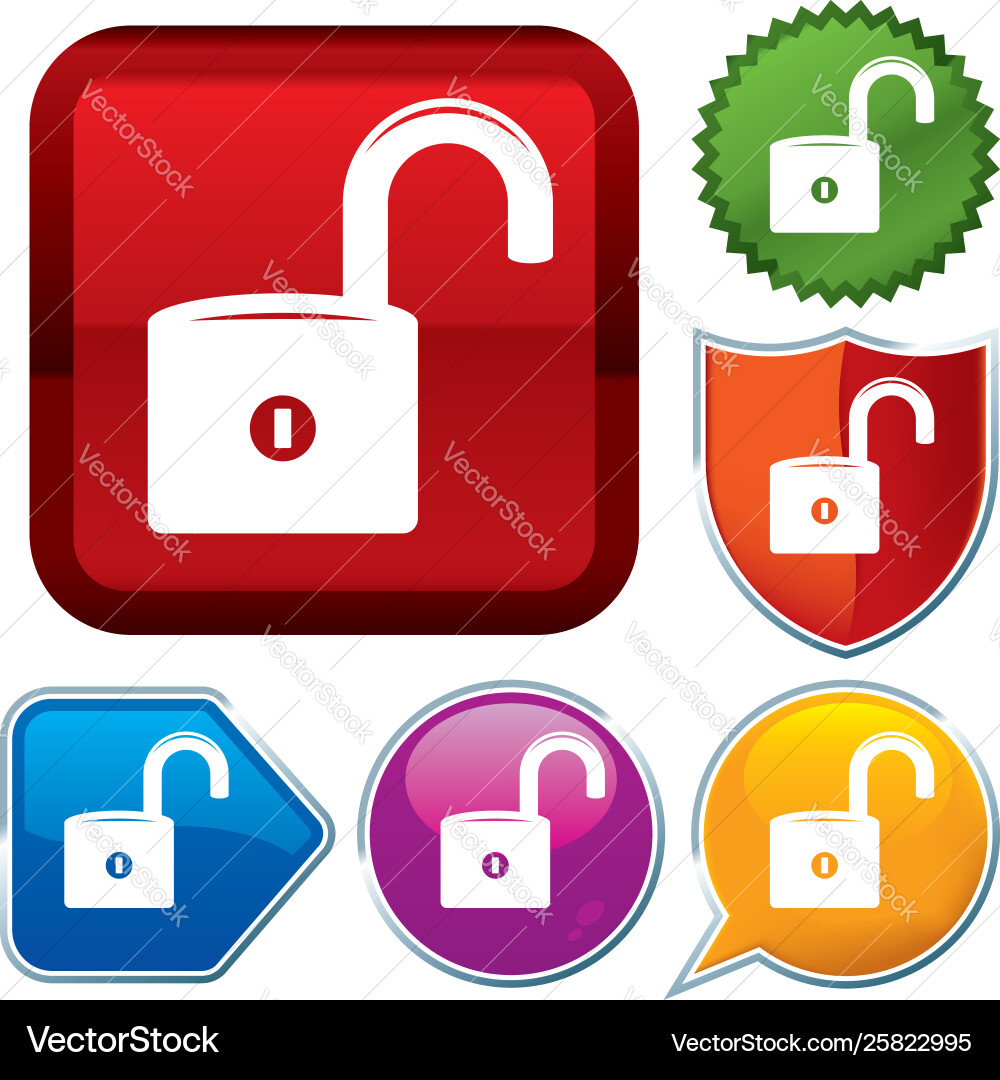 Set shiny icon series on buttons unprotected vector image
