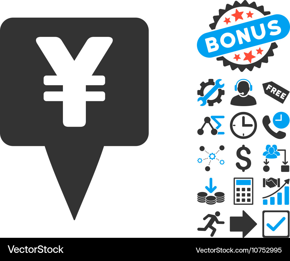 Yen map pointer flat icon with bonus Vector Image
