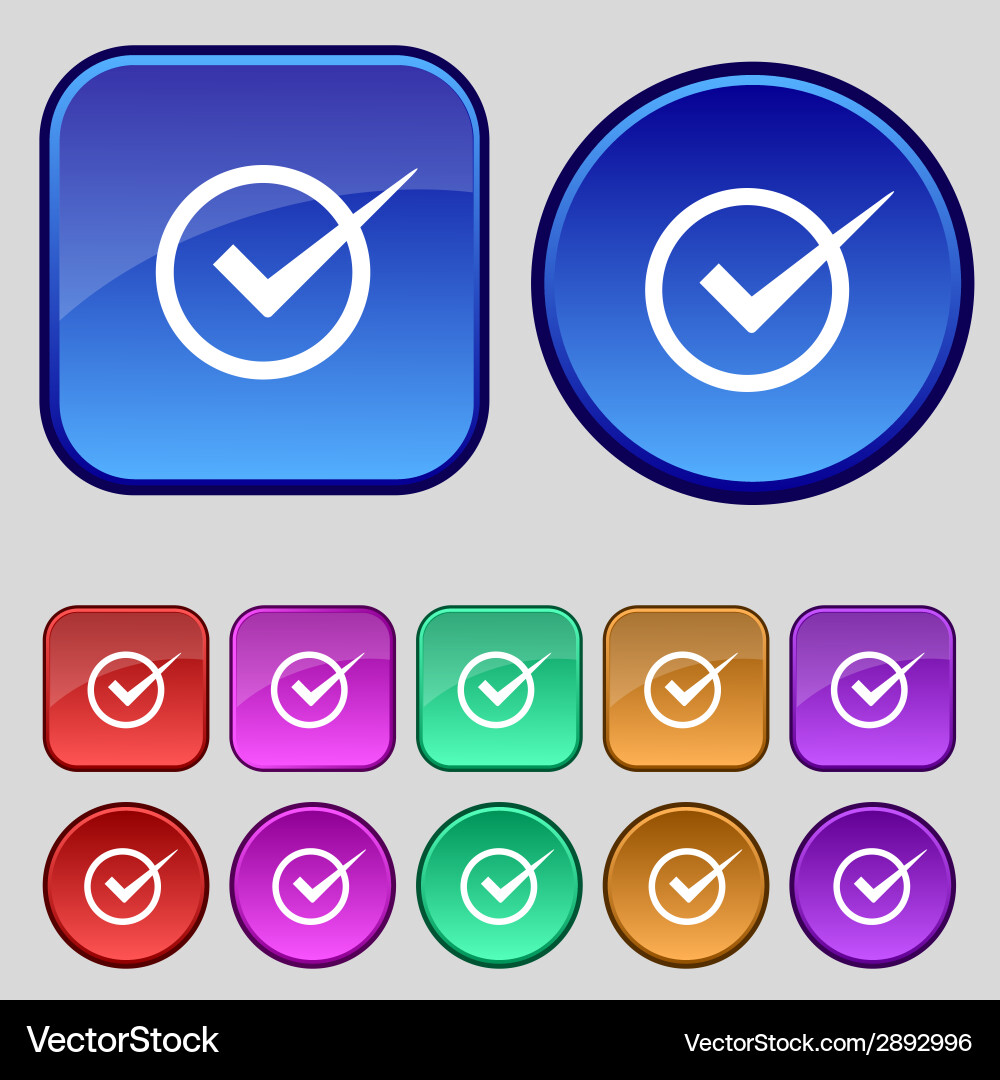 Check mark sign icon checkbox button set color vector image