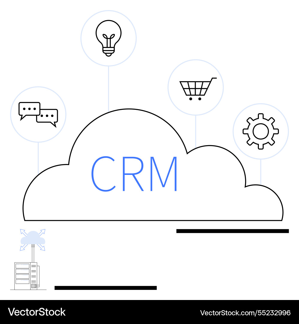 Cloud-based crm system integrating communication vector image