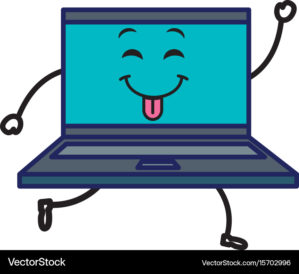 Computer laptop kawaii character Vector Image