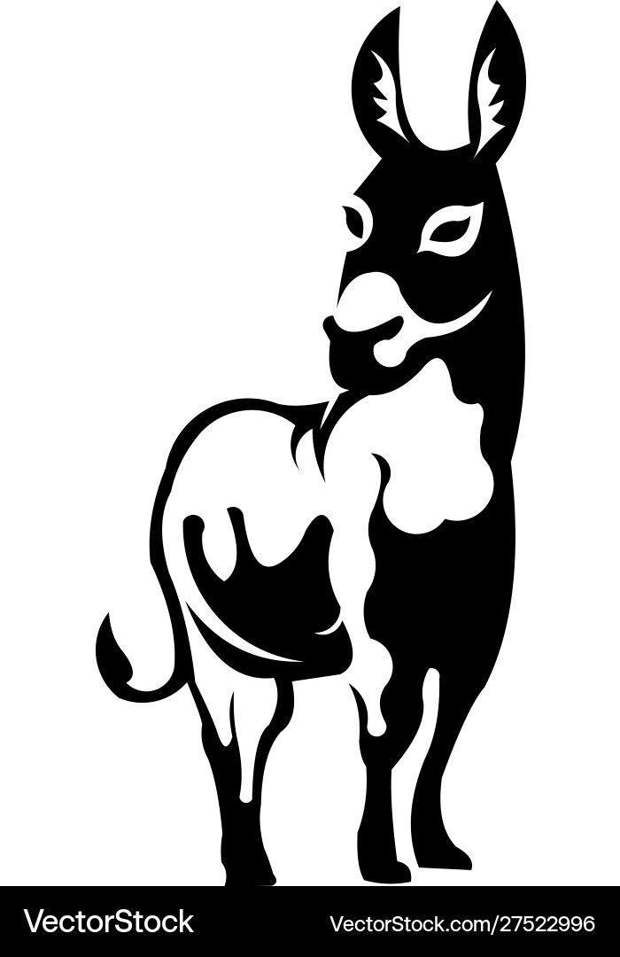 Cute Black and White Donkey Vector Image