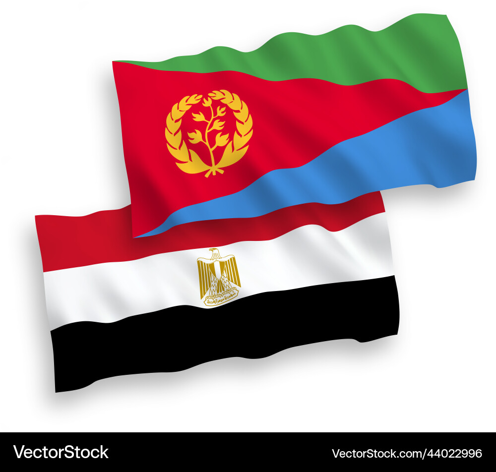 Flags of eritrea and egypt on a white background Flags of eritrea and egypt on a white background vector image