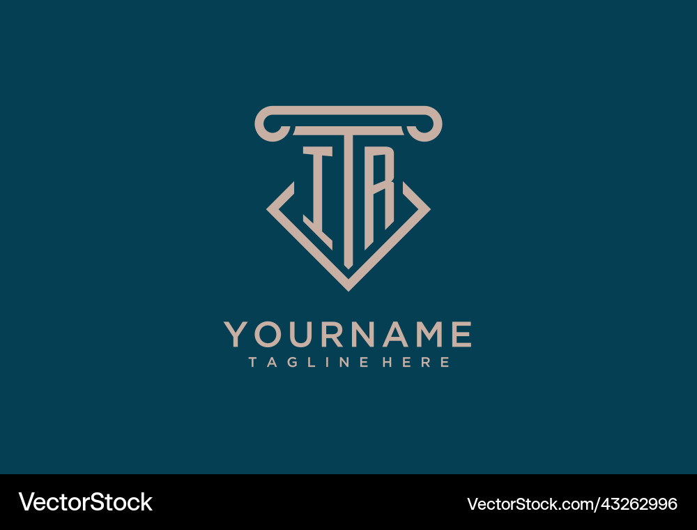 Ir initial with pillar icon design clean Vector Image