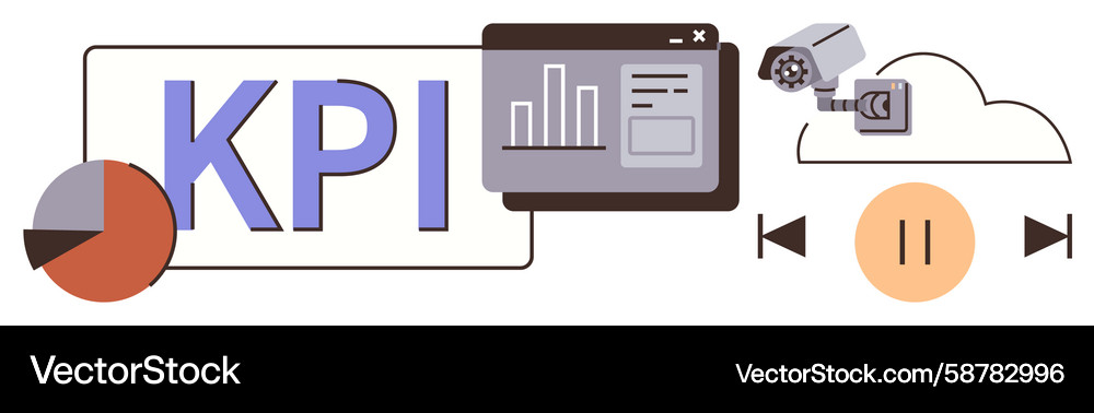 Kpi dashboard with graphs cloud storage Kpi dashboard with graphs cloud storage Vector Image
