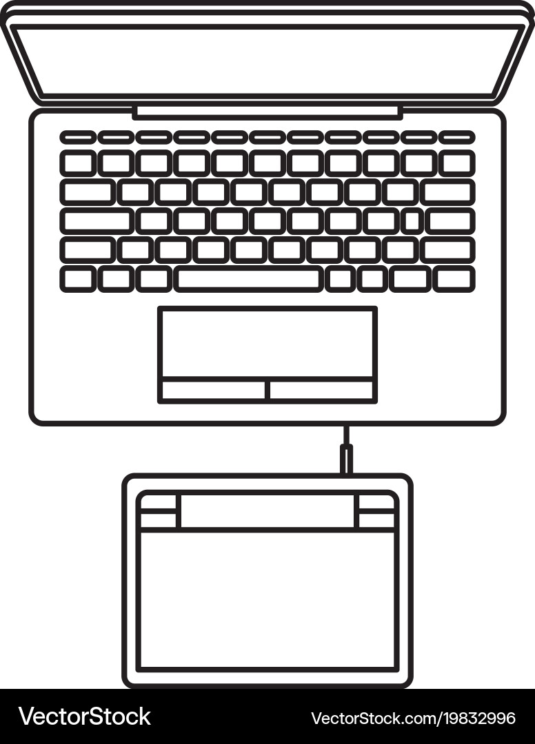 Laptop computer and digitizer tablet connection Vector Image